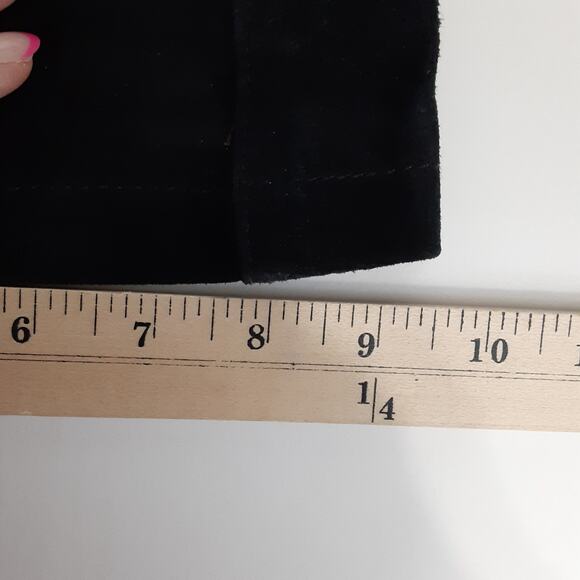 Vintage 90s 100% Leather Black Suede Wide Leg Bootcut Pant Juniors 7/8 Horseback - Picture 13 of 13